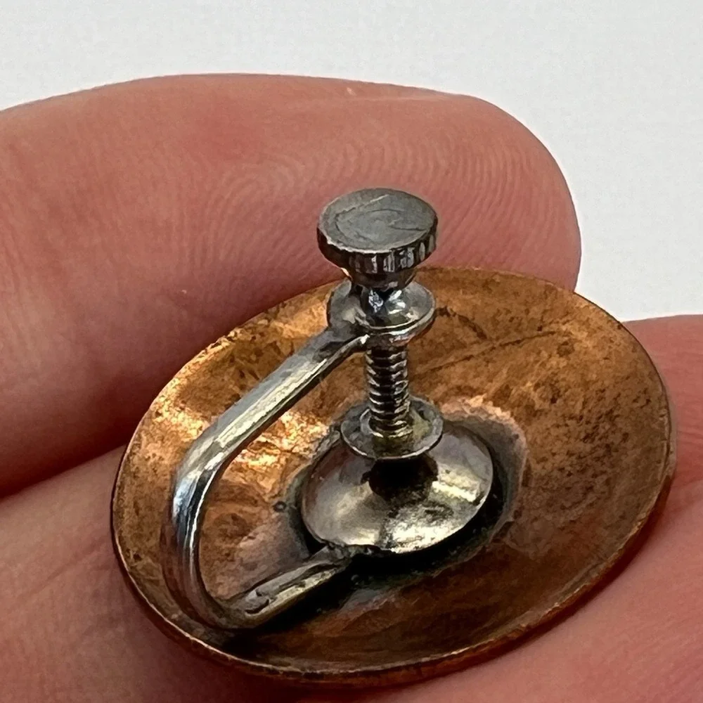 Copper Native American Style Concho Style Earrings Clip-on Vintage Screw Back‎